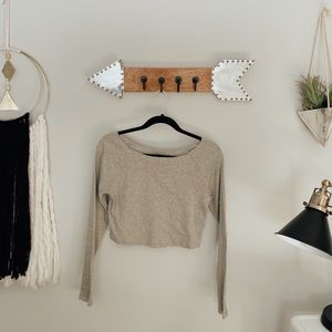 Grey Long Sleeved Crop Top